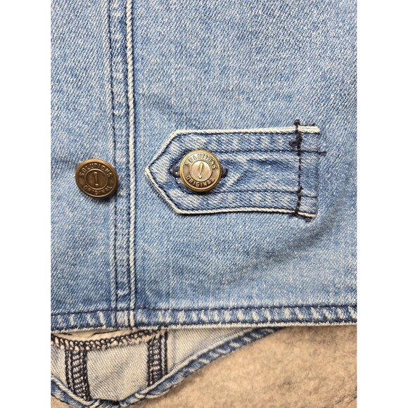 Solutions Original Vintage Denim Vest Pockets Flags Button Up Women's Medium - Picture 10 of 12